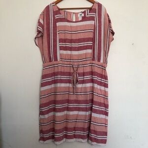 Old Navy striped linen waisted shift dress